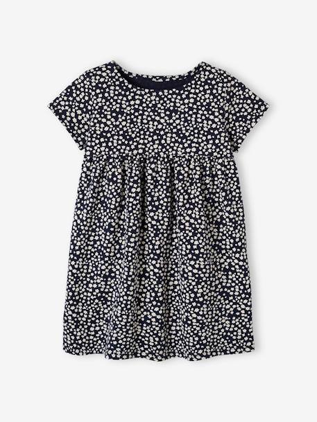 Mädchen-Set: Kleid + Cardigan - blau+marine bedruckt+graublau+pfirsich+wollweiß bedruckt - 4