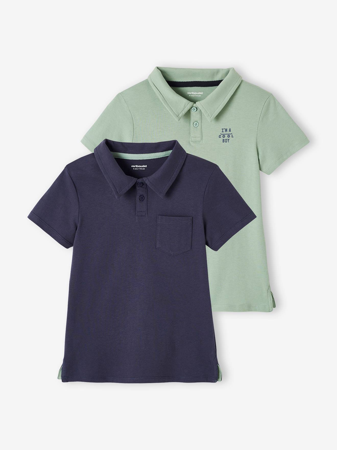 2er-Pack Jungen Poloshirts, Kurzarm blau Gr. 116 von vertbaudet