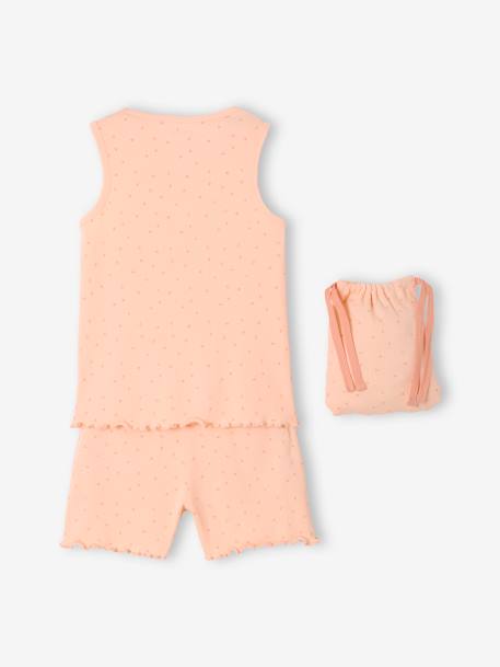 Kurzer Mädchen Schlafanzug mit Aufbewahrungsbeutel Oeko-Tex® - rosa/mehrfarbig bedruckt - 8