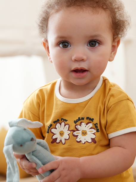 Baby T-Shirt mit Gänseblümchen - senfgelb - 1