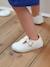 Mädchen Baby Stoff-Ballerinas - grün bedruckt+pfirsich+weiß lochstickerei - 18