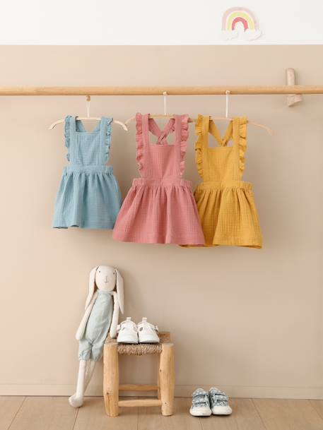 Mädchen Baby Stoff-Ballerinas - grün bedruckt+pfirsich+weiß lochstickerei - 31