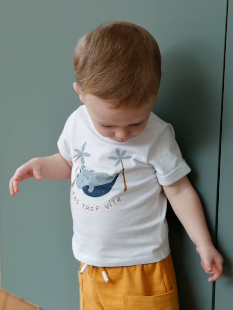 Baby-Set: T-Shirt & Shorts - grau meliert+weiß - 15
