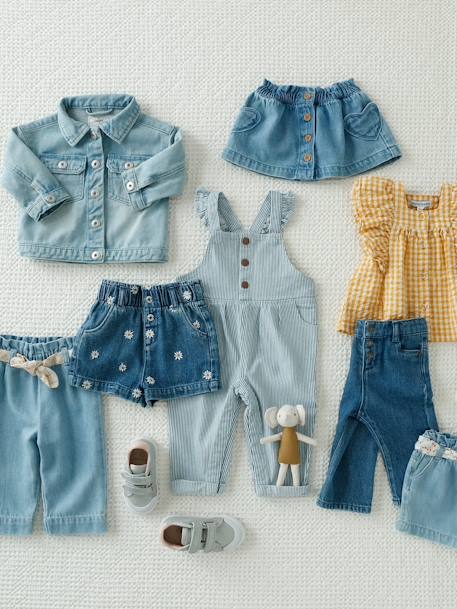 Baby Shorts, Blumen-Stickerei - blue stone - 5