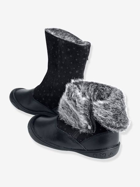 Mädchen-Boots aus Leder - hellbraun+schwarz - 12