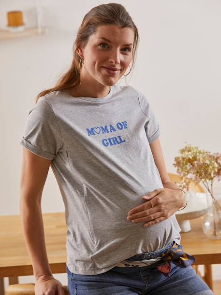 T-Shirt aus Bio-Baumwolle, Schwangerschaft & Stillzeit - grau meliert - 2