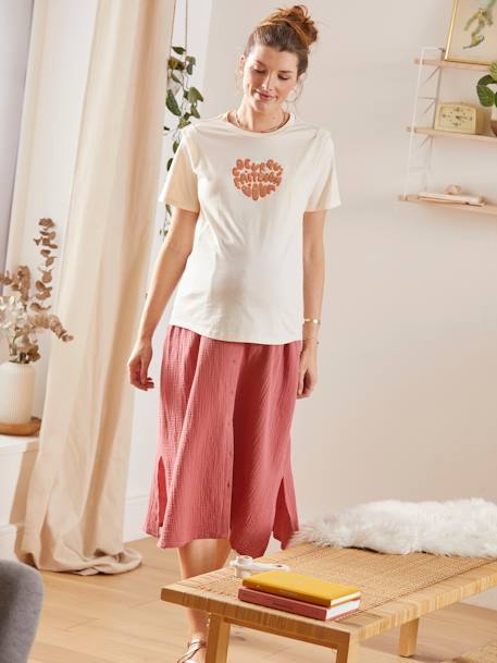 T-Shirt mit Message-Print für Schwangerschaft & Stillzeit Oeko-Tex - beige - 8