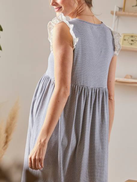 Ärmelloses Kleid für Schwangerschaft & Stillzeit - weiß/blau gestreift - 6