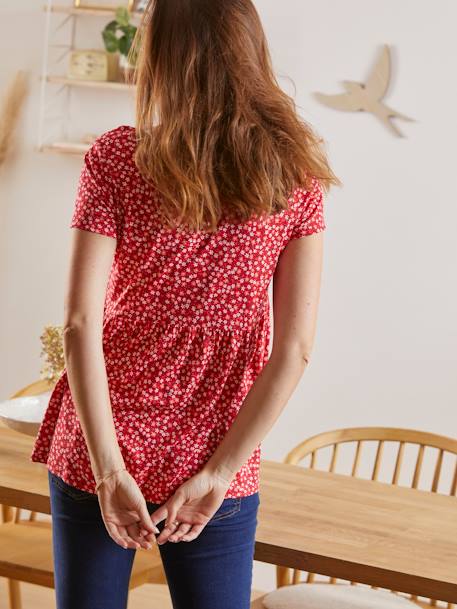Bluse für Schwangerschaft und Stillzeit - marine bedruckt+rot bedruckt - 13