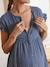 Kleid aus Musselin für Schwangerschaft & Stillzeit - khaki - 3