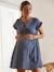 Kleid aus Musselin für Schwangerschaft & Stillzeit - khaki - 1