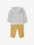 Baby-Set: Kapuzensweatshirt & Hose - senfgelb gestreift+wollweiß gestreift - 10