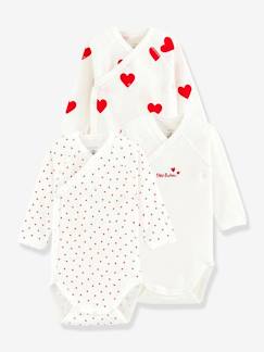 Babymode-3er-Pack Baby Langarm-Wickelbodys, Bio-Baumwolle Oeko-Tex PETIT BATEAU