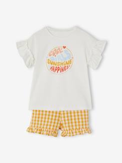 Maedchenkleidung-Shirts & Rollkragenpullover-Mädchen-Set: T-Shirt & Shorts mit Karomuster
