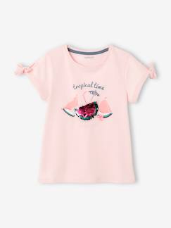 Maedchenkleidung-Mädchen T-Shirt mit Paillettenprint und Schleifen Oeko-Tex®
