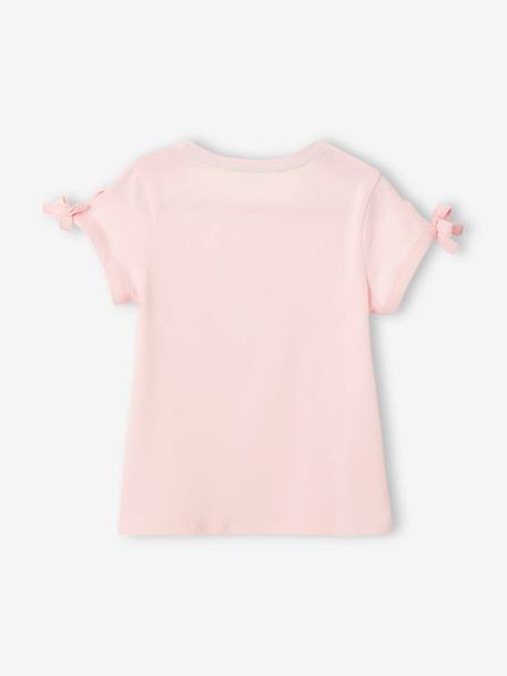 Mädchen T-Shirt mit Paillettenprint und Schleifen Oeko-Tex® - gelb+rosa - 6