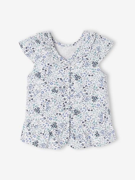 Festliche Baby Bluse mit Rückenausschnitt Oeko-Tex - weiß bedruckt - 2