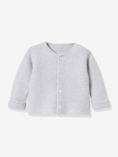 Babymode-Pullover, Strickjacken & Sweatshirts-Strickjacken-Baby-Strickjacke aus Wolle und Bio-Baumwolle