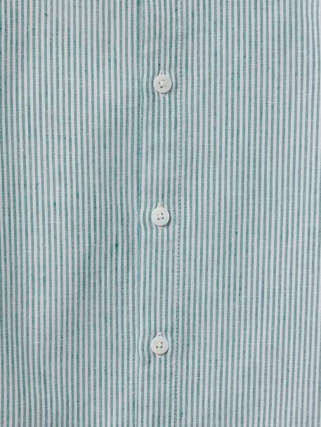 Festliches Jungen Hemd Leinen/Baumwolle CYRILLUS - blau/weiß gestreift+grün/weiß gestreift+weiß - 8