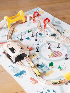 Spielzeug-Miniwelten, Konstruktion & Fahrzeuge-Konstruktionsspiele-Kinder Eisenbahn aus Holz FSC, 66 Teile