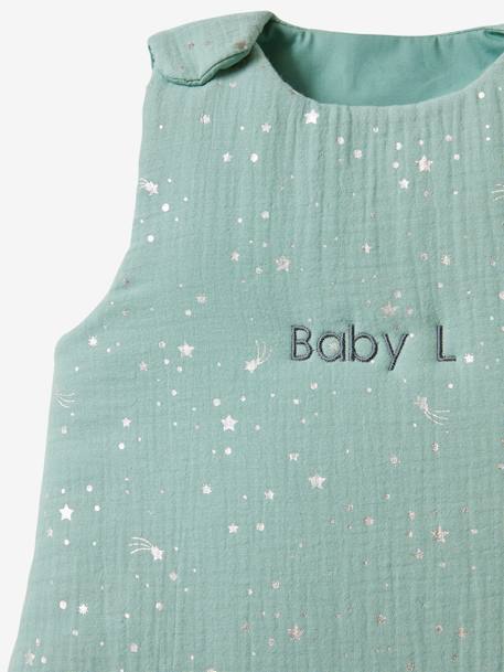 Bio-Kollektion: Ärmelloser Baby Schlafsack „Kometen“, personalisierbar - blau+hellblau+zartrosa - 13