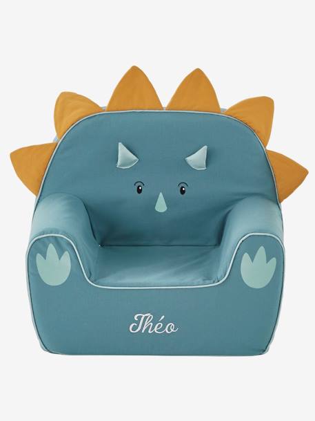 Kinderzimmer Sessel in Dino-Form, Triceratops, personalisierbar - blau/karamell - 3