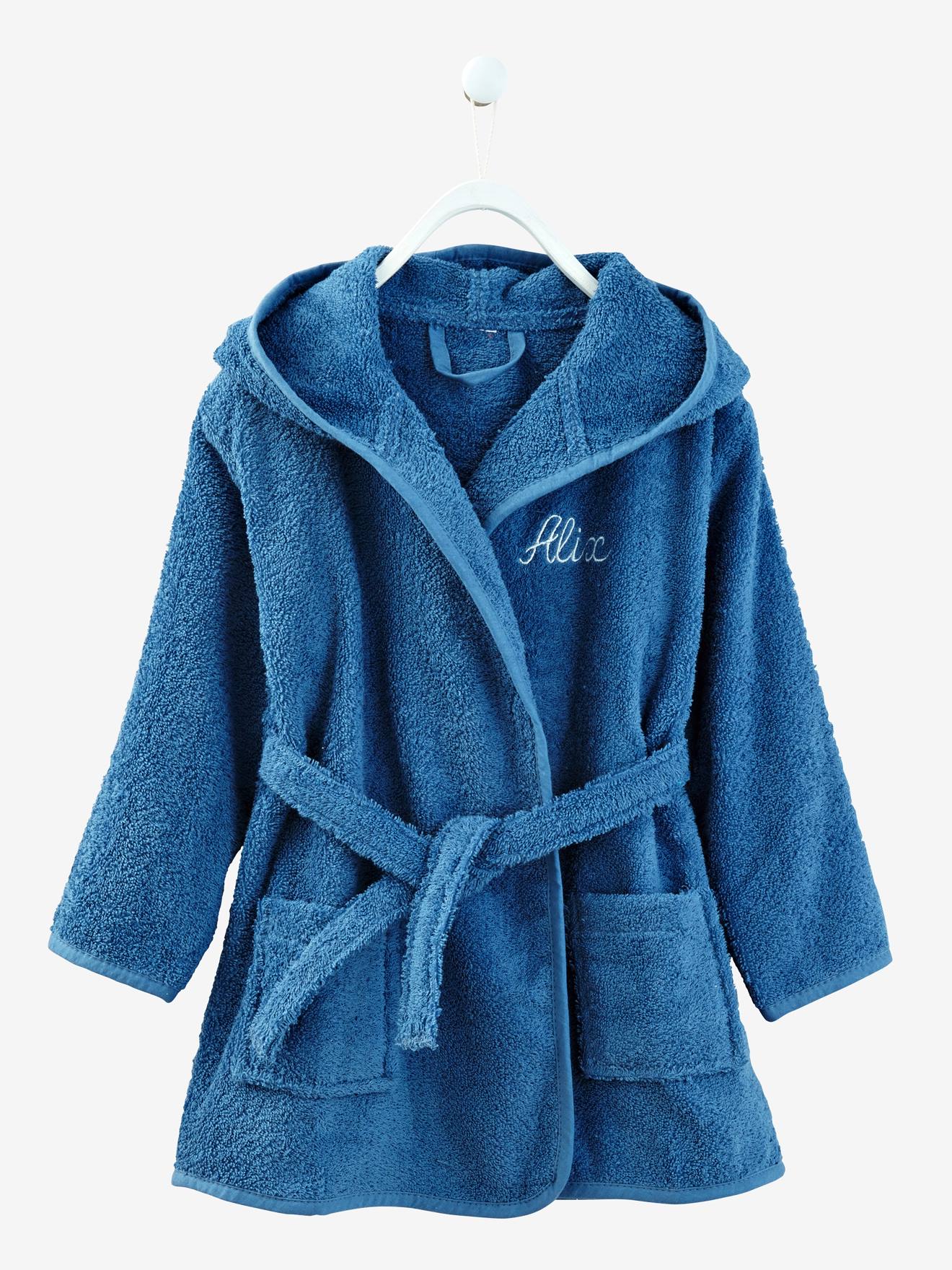 Vertbaudet Kinder Bademantel Mit Kapuze Blau 146/152