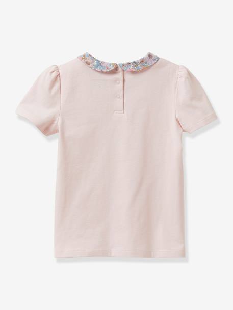 Mädchen T-Shirt mit Rundkragen aus Bio-Baumwolle - rosa/liberty meadow song+wollweiß gestreift/liberty mea - 2