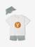 Jungen Baby-Set: T-Shirt, Shorts & Hut - hellbeige+weiß - 9