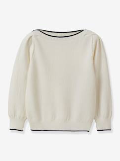 Maedchenkleidung-Pullover, Strickjacken & Sweatshirts-Mädchenpullover mit U-Boot Ausschnitt
