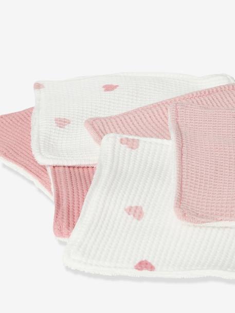 6er-Pack Waschlappen - rosa bedruckt/landleben+rosa/herzen - 7