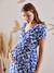 Kleid mit Bindegürtel, Schwangerschaft und Stillzeit - rot geblümt+weiß/blau - 16