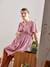 Kurzes Kleid für Schwangerschaft und Stillzeit - rosa bedruckt+weiß bedruckt - 1