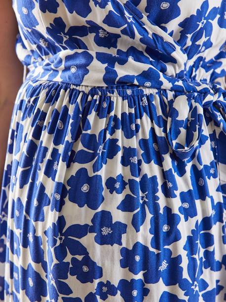 Kleid mit Bindegürtel, Schwangerschaft und Stillzeit - rot geblümt+weiß/blau - 17