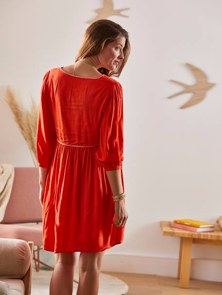 Kleid für Schwangerschaft & Stillzeit, Crêpe - orange - 6