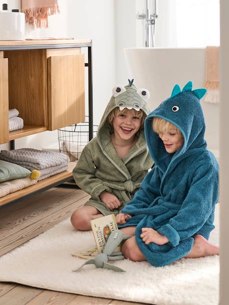 Kinder Bademantel, Krokodil-Kostüm Oeko-Tex, personalisierbar - grün - 1