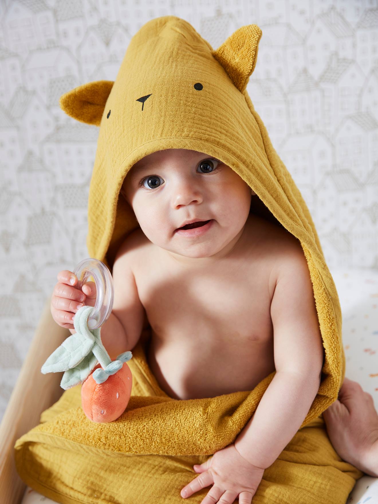Baby Kapuzenbadetuch & Waschhandschuh