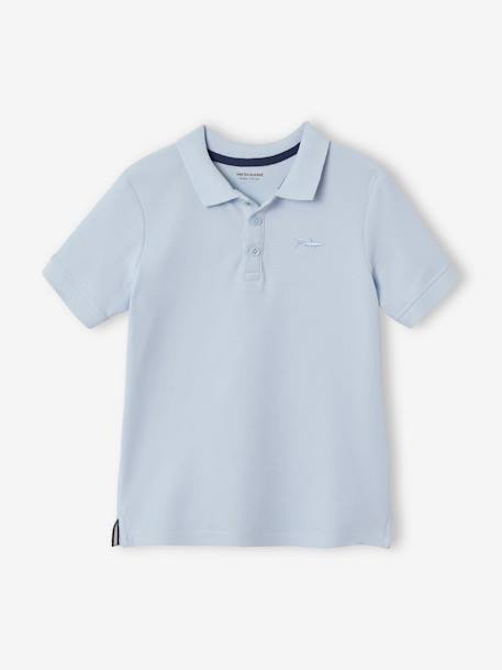 Jungen Poloshirt, kurze Ärmel Oeko Tex® - grau meliert+graugrün+hellblau+marine+rot+weiß - 8
