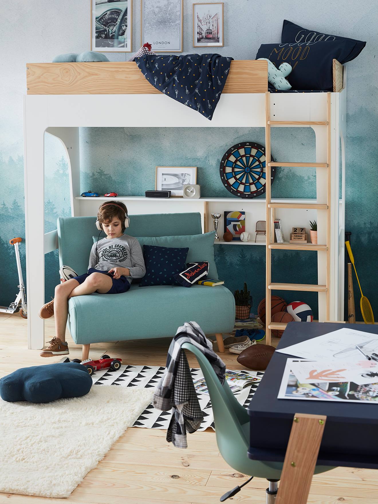 Vertbaudet Kinderzimmer Schlafsessel Loungefeeling Graugrün Einheitsgröße