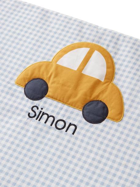 Baby Meilenstein-Decke aus Musselin „Simons Auto“, personalisierbar - blau - 4