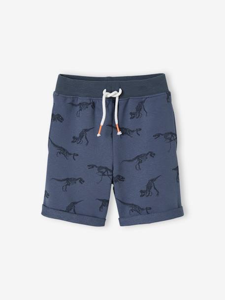 Jungen Sweat-Shorts Oeko-Tex® - dunkelblau bedruckt dinos+hellblau/blau farbverlauf+khaki bedruckt savanna tiere - 1