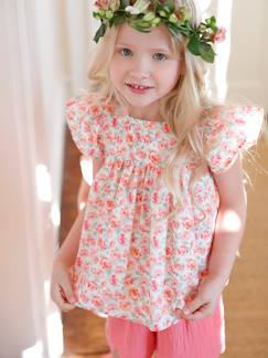 Festliche Kinderkleidung-Maedchenkleidung-Mädchen Bluse mit Volantärmeln, Blumen