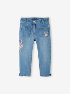 Maedchenkleidung-Hosen-Mädchen 7/8-Jeans mit Stickerei Oeko-Tex