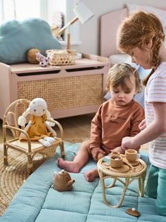 Spielzeug-Puppen-Puppenmöbel-Set aus Rattan: Stuhl & Tisch