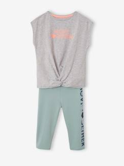Maedchenkleidung-Pullover, Strickjacken & Sweatshirts-Mädchen Sport-Set: T-Shirt mit Knoten & Leggings