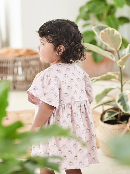 Baby Kleid mit Blumenmuster - rosa bedruckt+weiß bedruckt - 6