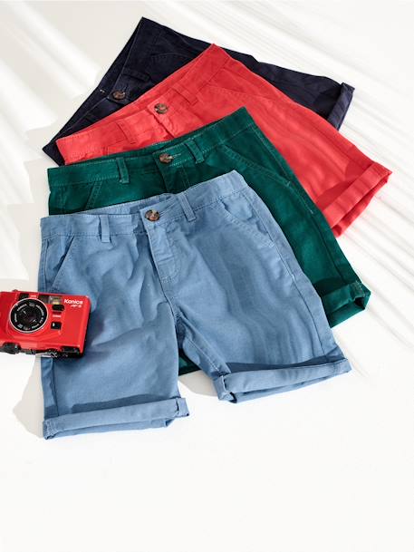 Jungen Chino-Shorts Oeko-Tex, Bundweite verstellbar beige+blau+graublau+grün+rot 13