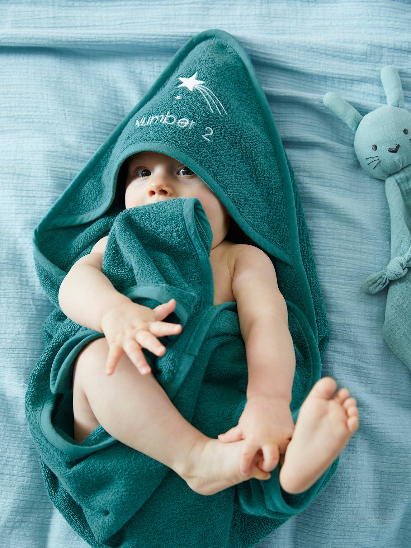 Baby Kapuzenbadetuch & Waschhandschuh