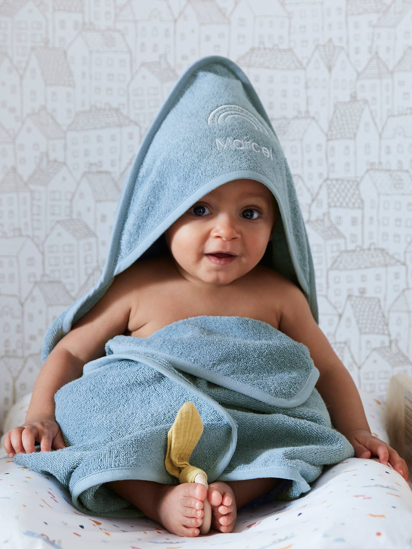 Baby Kapuzenbadetuch & Waschhandschuh