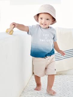 -Jungen Baby-Set: T-Shirt mit Verlauf, Shorts & Sonnenhut